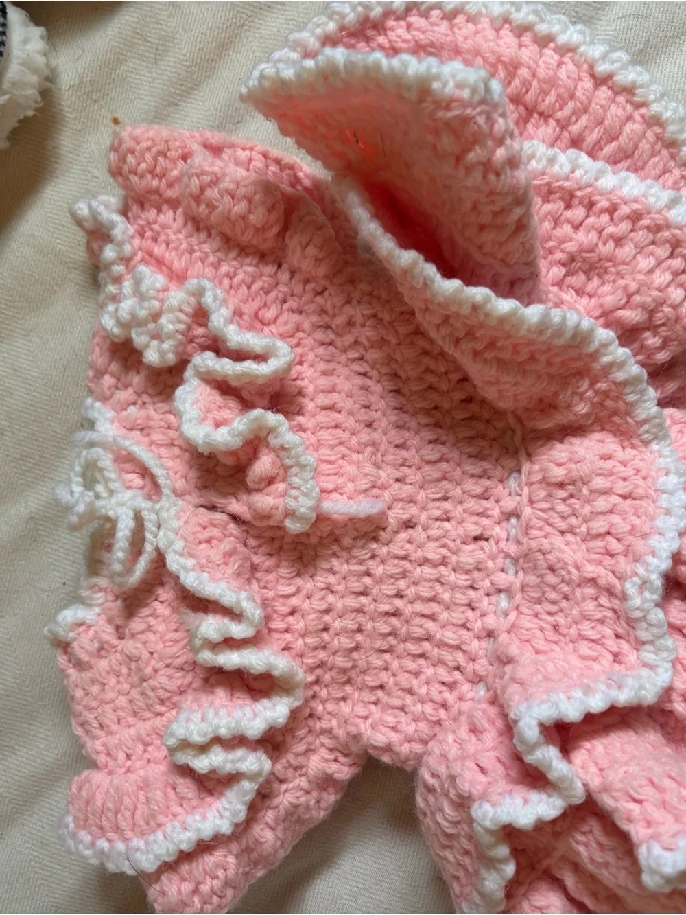 Pink Crochet Ruffle Doll Dress and Poncho
